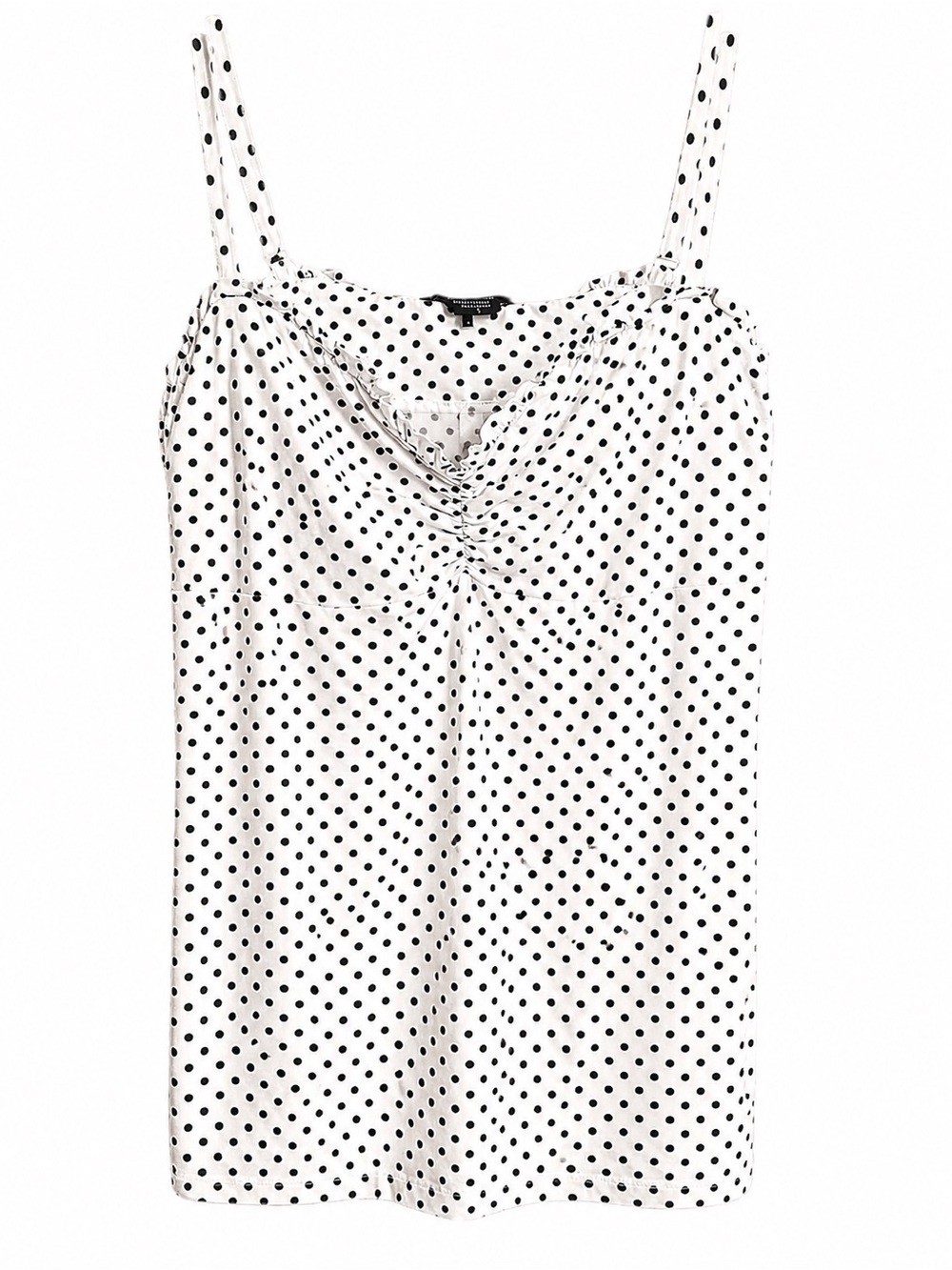 Twist Tees White & Black Polka Dot Cowl-Neck Camisole with Adjustable Straps